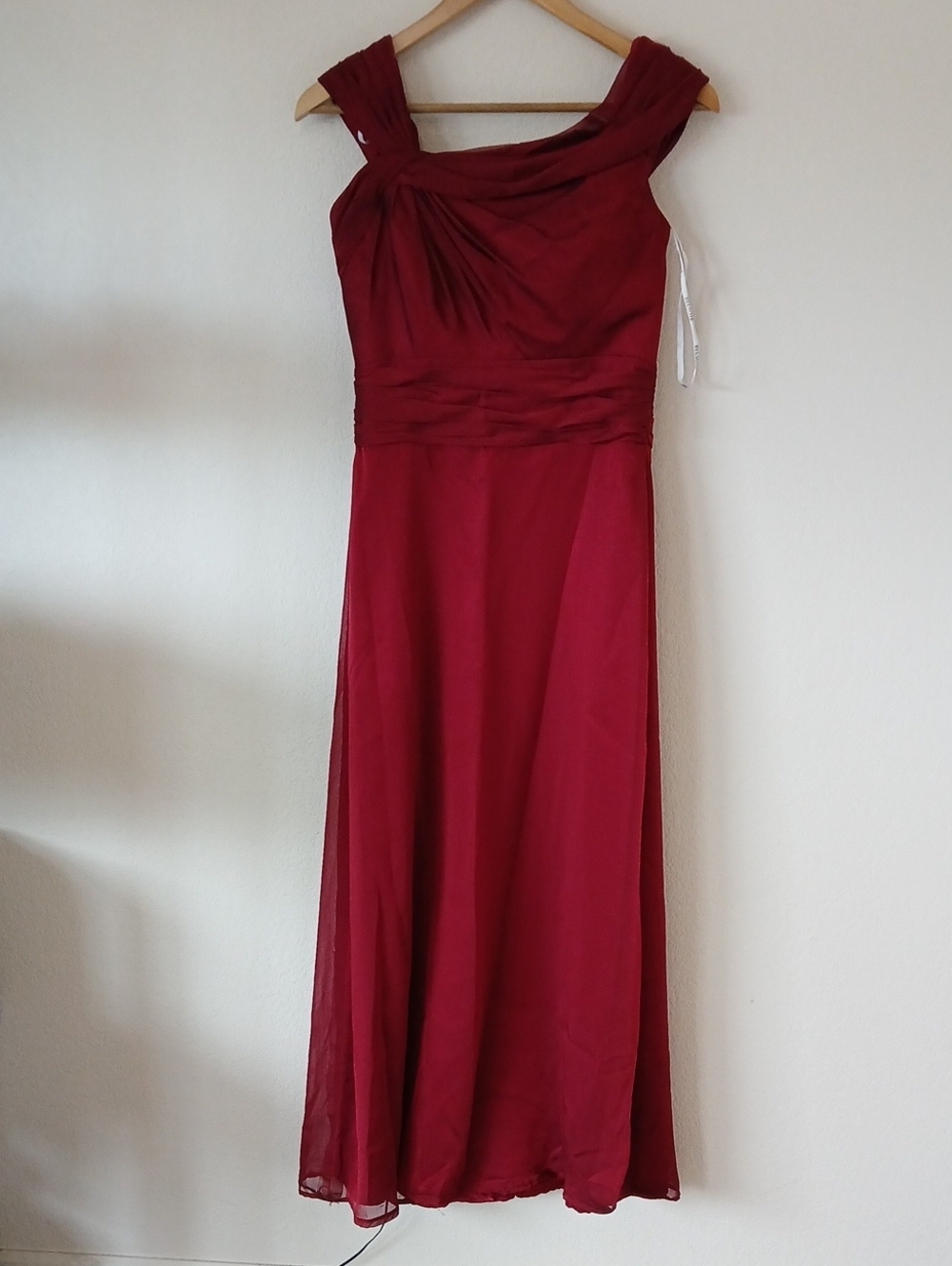 Belsoie Dark Red Burgundy Formal Dress Chiffon Overlay Prom Bridesmaid